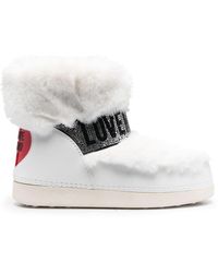 Love Moschino - Logo-embellished Faux-fur Snow Boots - Lyst