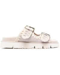 Mou - Bio Crochet-Trim Buckle-Strap Sandals - Lyst