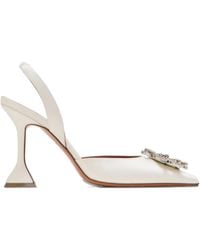 AMINA MUADDI - 95 Mm Slingback Pumps Verfraaid Met Kristallen - Lyst