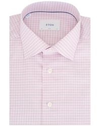 Eton - Check-Pattern Twill Shirt - Lyst