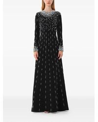 Dina Melwani - Crystal-Embellished Long-Sleeve Maxi Dress - Lyst