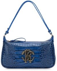 Roberto Cavalli - Crocodile-Effect Logo-Plaque Shoulder Bag - Lyst