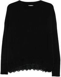 ERMANNO FIRENZE - Lace-Trimmed Ribbed-Sleeve Sweater - Lyst