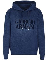 Giorgio Armani - Logo Drawstring Hoodie - Lyst