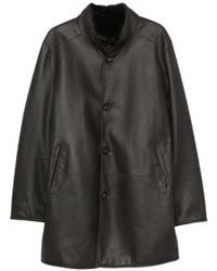Manzoni 24 - Button-Fastening Leather Coat - Lyst