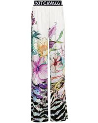 Just Cavalli - Floral-print Straight Trousers - Lyst