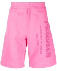 Alexander McQueen - Short de sport en coton à logo imprimé - Lyst