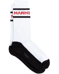 Marni - Gestreifte Socken mit Logo-Jacquard - Lyst