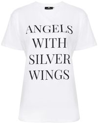 Elisabetta Franchi - T-Shirt En Coton À Slogan Imprimé - Lyst