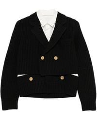Sacai - Double-Breasted Ribbed Cardigan - Lyst