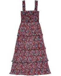 Ganni - Midikleid Mit Blumen-Print - Lyst