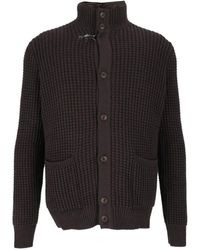Fay - Waffle-Knit Wool Cardigan - Lyst