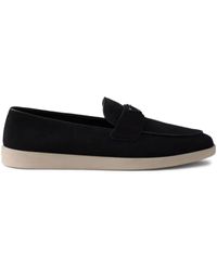 Prada - Loafer Mit Logo-Schild - Lyst