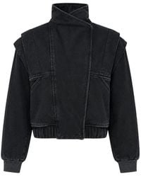 Pushbutton - Veste En Jean À Col Montant - Lyst
