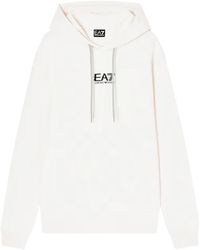 EA7 - Logo-Print Drawstring Hoodie - Lyst