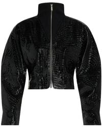 KARL LAGERFELD - Karl Studio Croc Leather Jacket - Lyst