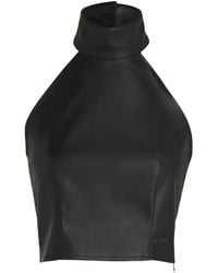KARL LAGERFELD - Faux-Leather Halterneck Top - Lyst