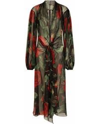 Dolce & Gabbana - Vestido de manga farol con estampado floral - Lyst
