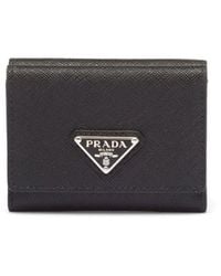 Prada - Small Logo-plaque Leather Wallet - Lyst