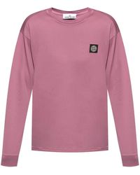 Stone Island - Katoenen Sweater Met Compass-Logopatch - Lyst