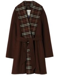Burberry - Wollen Wikkeljas Met Geruite Afwerking - Lyst