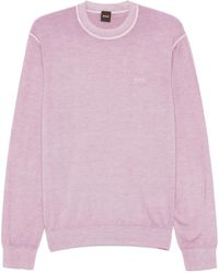 BOSS - RWS Virgin Wool Embroidered Logo Sweater - Lyst