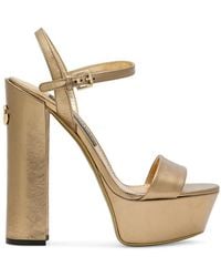 Dolce & Gabbana - Logo-Plaque Leather Sandals - Lyst