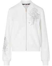 Liu Jo - Sweatshirt With Zip And Bejewelled Embellishment - Lyst