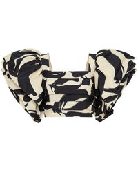 Rebecca Vallance - Pompidou Abstract-print Crop Blouse - Lyst