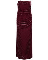 ROTATE BIRGER CHRISTENSEN - Silk Velvet Ruched Dress - Lyst