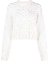 Cecilie Bahnsen - Cable-knit Cropped Wool Jumper - Lyst