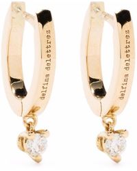 Delfina Delettrez - 18kt Yellow Gold huggie Hoop Diamond Drop Earrings - Lyst