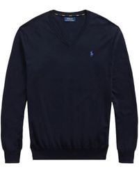 Polo Ralph Lauren - Logo Embroidered V-Neck Jumper - Lyst