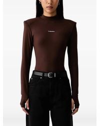 La Mania - Padded-Shoulder Logo-Print Top - Lyst