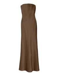Bevza Satin Bustier Maxi Dress in White | Lyst UK