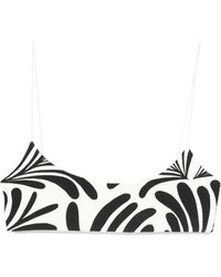 Cala De La Cruz - Bikinioberteil Mit Blatt-Print - Lyst