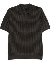 Emporio Armani - Polo En Maille Gaufrée À Manches Courtes - Lyst