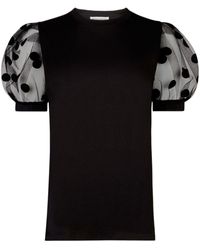 Nina Ricci - Polka-dot-sleeves Cotton T-shirt - Lyst