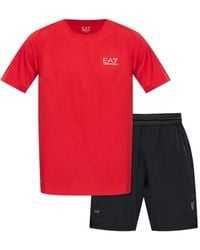 EA7 - Ensemble Haut-Short À Logo Imprimé - Lyst