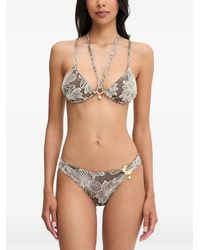 Twinset - Jacquard Triangle Bikini Top With Pearl - Lyst
