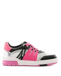 Moschino - Strap-detailing Leather Sneakers - Lyst