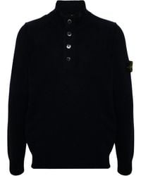 Stone Island - Trui Van Wolblend Met Compass-Logopatch - Lyst
