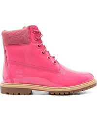 Timberland - Patent-Leather Lace-Up Boots - Lyst