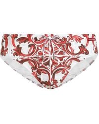 Dolce & Gabbana - Majolica-Print High Swim Briefs - Lyst