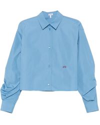 Loewe - Cropped Blouse Met Anagram-Borduurwerk - Lyst