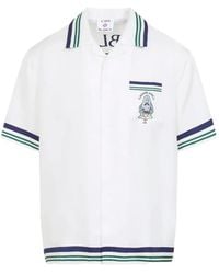 CASABLANCA - Hotel Emblem Short-Sleeve Silk Shirt - Lyst