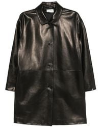 The Row - Donata Button-Up Leather Coat - Lyst