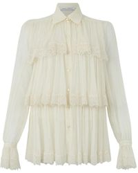 Alberta Ferretti - High-Neck Silk Blouse - Lyst