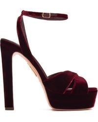 Aquazzura - 130Mm Divine Strappy Velvet Platform Sandals - Lyst