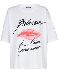 Balmain - Kiss Print Oversized T-Shirt With Script Logo - Lyst